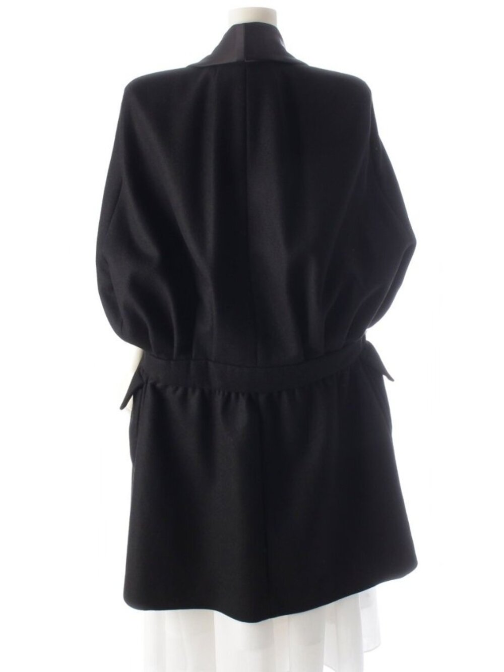 Chanel Cashmere Wool Lion Button Poncho Cape Long Coat Black 36 - Picture 4 of 10